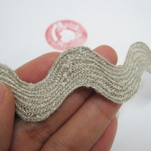 5 yards 7/8&quot; Linen Rick Rack, Linen trim, Linen ribbon, Linen lace trim, natural trim, natural lace, natural ribbon trim, linen gray, linen