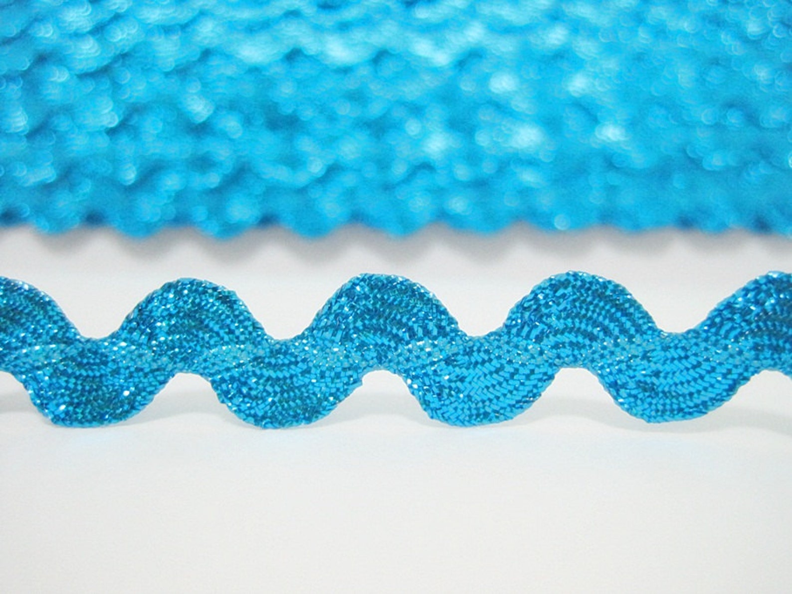 5 Yards Aqua Blue Metallic Rick Rack Trim Blue Trim Ric Rac Etsy