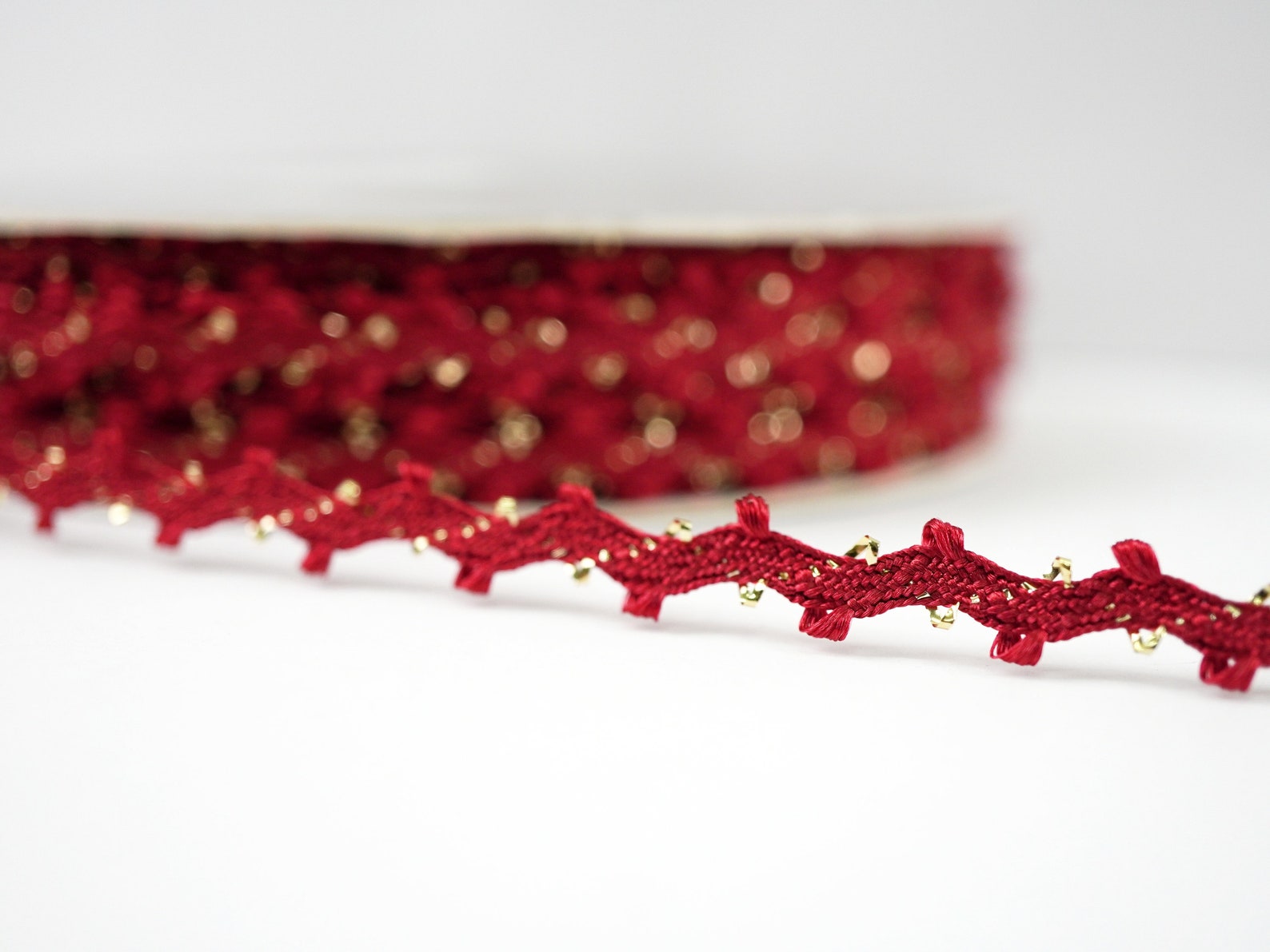 5 Yards Christmas Picot Rick Rack With Gold Metallic, Tiny Rick Rack ...