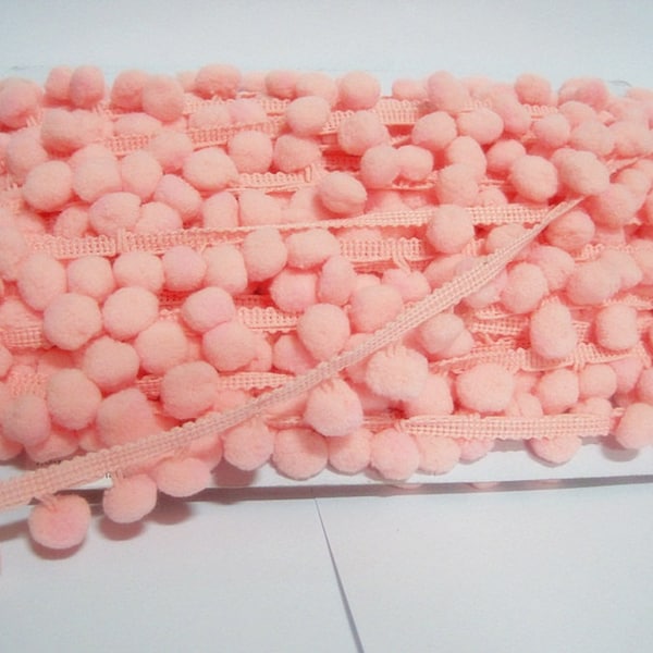 5 Yards 1.2 cm Pom Pom Trim, Pink pom pom Trim, Peach pink trim, Pink pom pom trim, Trim Lot, Wholesale, Trims, Pink, Large Pom Pom Fringe