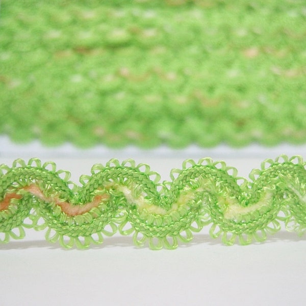 5 yards 5/8" Lime Green Chenille Rick Rack Trim, Lime Green Rick Rack, Multicolored Ric Rac, Ric Rac Trim, Rick Rack Lot, green rick rack