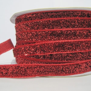 5 mètres de ruban pailleté métallique rouge (3/8&quot;), Fil pailleté, Ruban métallique, Fil pailleté, Paillettes rouges, Ruban rouge, Rouge métallique, bordure rouge