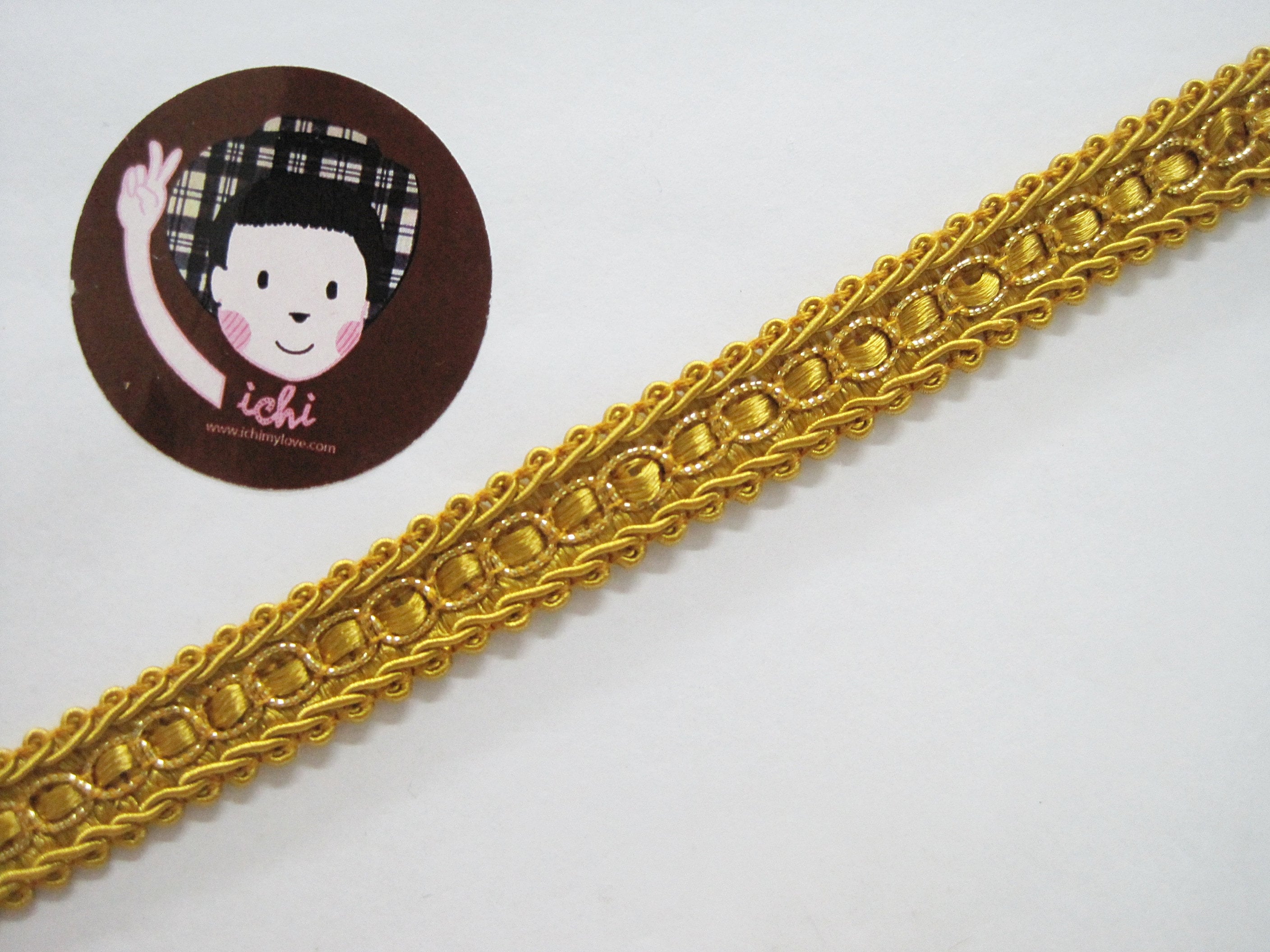 GORGECRAFT 14.2Yds Gold Metallic Ribbon Braid Gimp Trim 1/2 Inch Wavy Decorated Polyester Flat Trim Jacquard Strip Curve Venice Edge Craft Sewing Lace Garment Embellishments For Wedding Jewelry Cloth