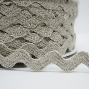 5 yards 1/2&quot; Linen Rick Rack, Linen trim, Linen ribbon, Linen lace trim, natural trim, natural lace, natural ribbon trim, linen gray, linen
