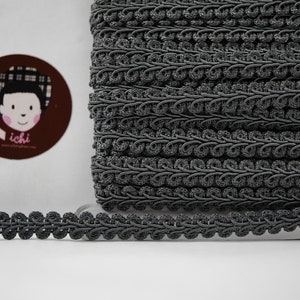 5 Yards 3/8" Dark Gray Gimp Braided Trim, Gimp Braid, Braided Cord, Braided Gimp Trim, Scroll Braid Trim, Grey braided trim, Gray gimp, gray