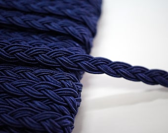 5 Meter marineblau geflochtene Kordel, geflochtenes Kordelband, dunkelblaues geflochtenes Kordelband, dunkelblaue Zierleiste, geflochtenes Kordelband