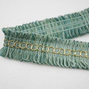 5 yards 3/4&quot; Green Tassel Loop Trim, Tassel Trim, wholesale trim, looped trim, tassel loop trim, loop fringe, gold metallic trim, green trim
