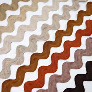 5 Yards Brown Elastic Rick Rack Trim, Elastic Trim, Ric Rac