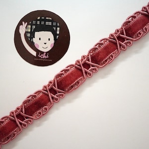 5 Yards 5/8" Rose Pink Braid Trim, Pink Braid trim, Braided Gimp Trim, Scroll Braid Trim, Chinese Braided Trim, rose pink velvet ribbon