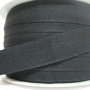 5 Yards 3/4&quot; Schwarzes breites Fischgrätenband, schwarze Borte, schwarzes Baumwollband, Baumwolle, Bandlot, Baumwoll-Twill-Band, Großhandelsband, Schwarz