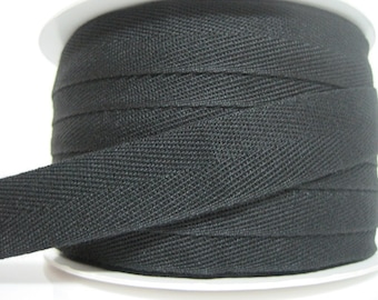 5 yards 3/4" Black Wide Herringbone Tape