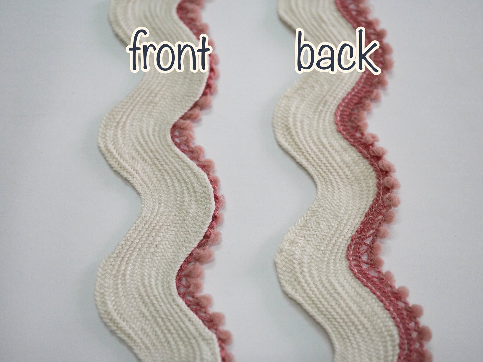 5 Yards Ivory Jumbo Rick Rack Trim With Rose Pink Tiny Pom Pom, Ivory ...