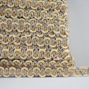 5 Yards Harvest Gold-Vanilla Braid with Silver metallic, vintage lace, 2 tone braid, silver metallic braid, gold lace, gold braid, vanilla
