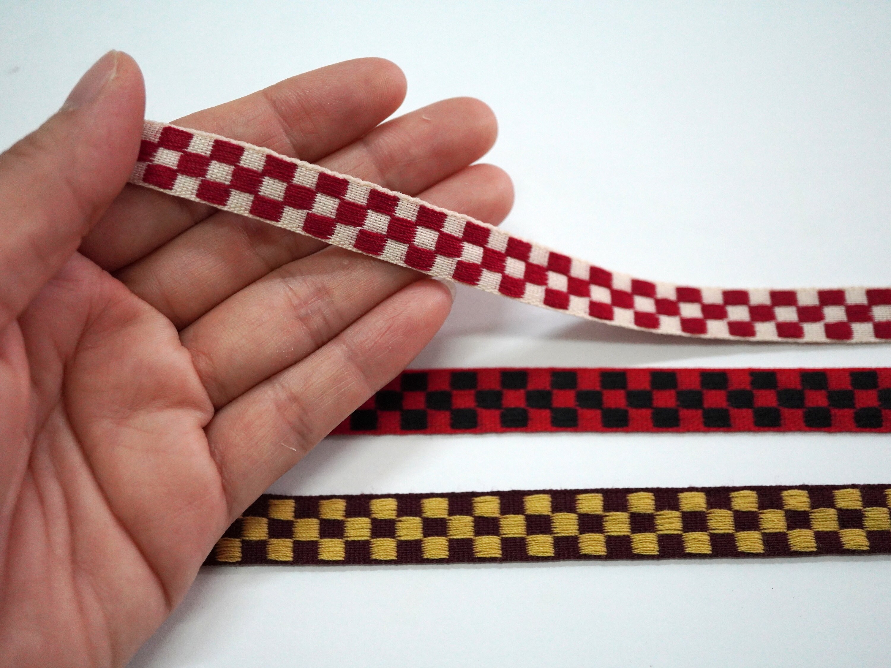 5 Yards Red Checkered Ribbon, Chequered Ribbon, Check Ribbon, Gingham ...