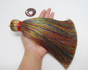 1 pc Rainbow Jumbo Tassel, Large Tassel, Wholesale Tassels, jumbo silk tassel, big tassel, tassel supplies, rainbow tassel, colorful tassel