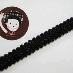 5 Yards 9/16&quot; Black Gimp Braided Trim, Gimp Braid, Braided Cord, Braided Gimp Trim, Scroll Braid Trim, Black braided trim, Black Trim, black