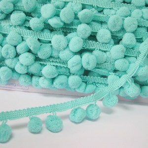 5 Yards 1.2 cm Aqua Green pom pom Trim, Mint green trim, Mint trim, Wholesale, Trim, mint pom pom fringe, mint pom pom trim, green pom pom image 1