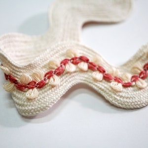 5 Yards Ivory Jumbo Rick Rack Trim With Rose Pink Flower, Ivory Rick ...