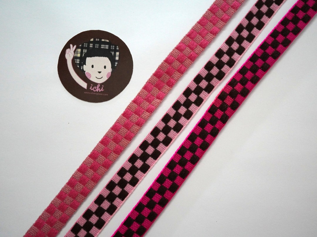 5 Yards Pink Checkered Ribbon, Chequered Ribbon, Check Ribbon, Gingham ...