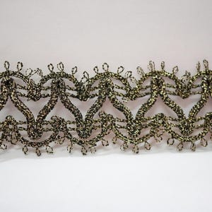 5 Yards 1&quot; Black-Gold Metallic Lace, gold metallic lace, gold braided trim, metallic lace, black gold lace, black gold braid, black