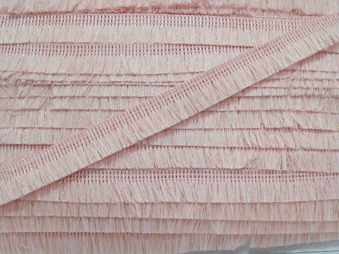 5 Yards Soft Pink Mini Tassel Trim With Gold Metallic Pink Etsy