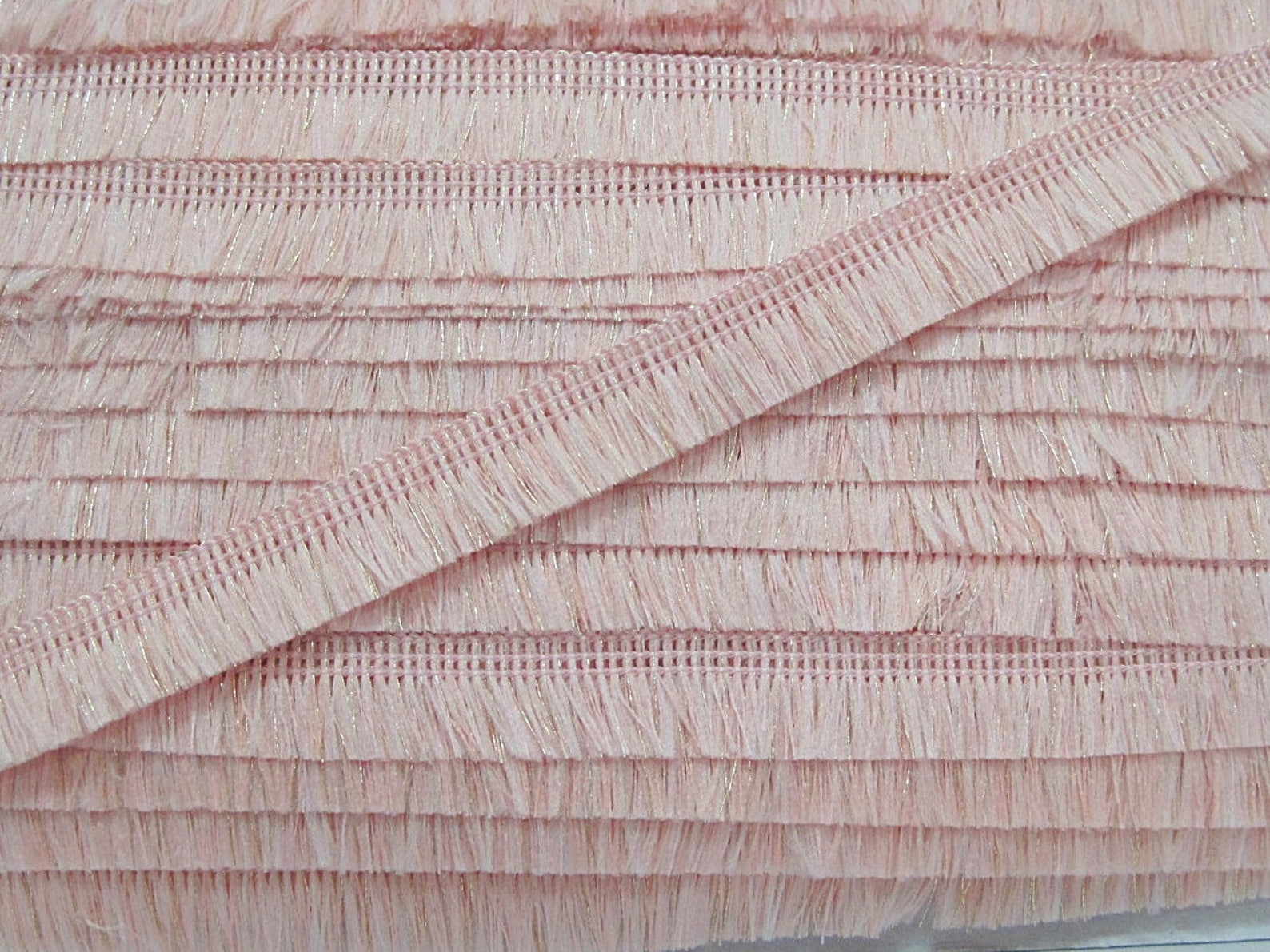 5 Yards Soft Pink Mini Tassel Trim With Gold Metallic Pink Etsy