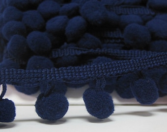 5 Yards 1.2 cm Pom Pom Trim, Blue Trim, Navy Blue pom pom trim, Trim Lot, Wholesale Trim, Pom Pom Fringe, Blue pom pom, Navy blue pompom