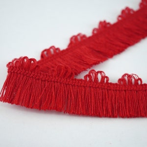 5 Meter rote Quastenborte, rote Quastenfransen, Quastenfransen, Blumenspitze, Blumenquaste, Lampenschirmfransen, rote Kleidfransen, rote Fransenborte