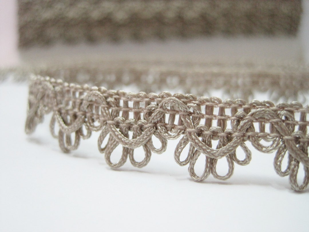 5 Yards Warm Gray Lace Trim, Gray Trim, Loop Trim, Wholesale Trim