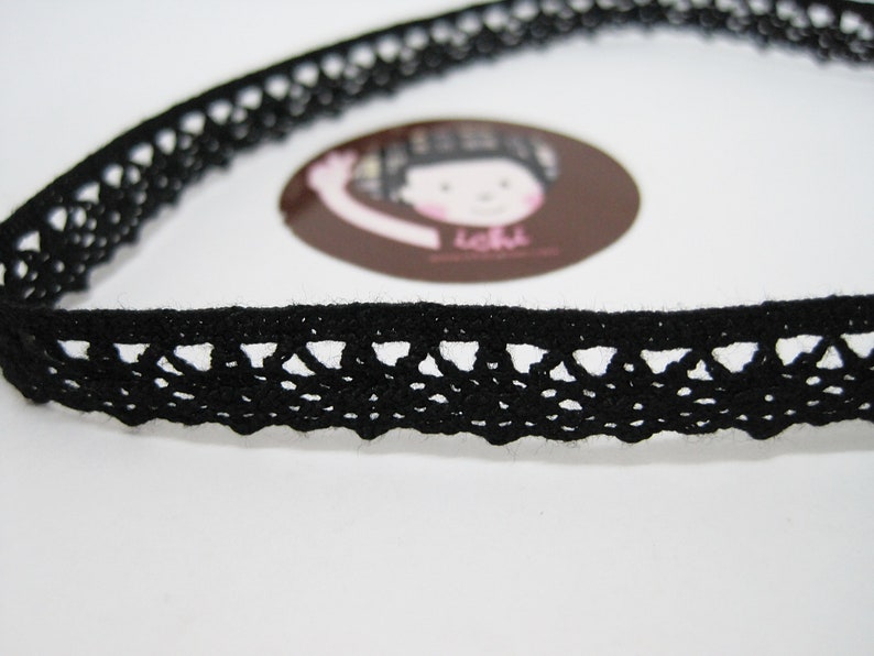 5 yards 3/8 Black Crochet Lace Trim, Lace Trim, Crochet Lace Trim, Cotton Lace Trim, Lace Trim Ribbon, Black Lace, Black trim, Black ribbon image 8