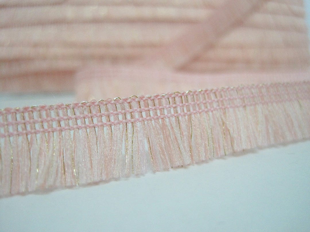 5 Yards Soft Pink Mini Tassel Trim With Gold Metallic Pink Etsy