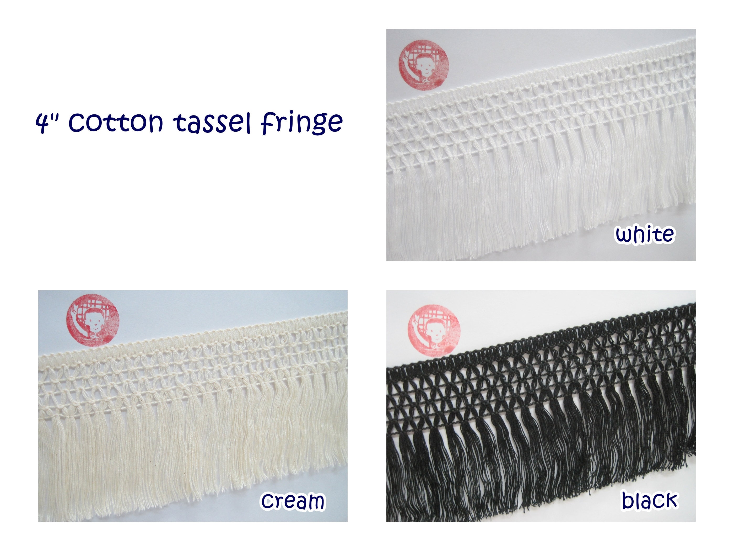 5 Yards 4 Cream Cotton Long Tassel Fringe Ivory Trim Etsy