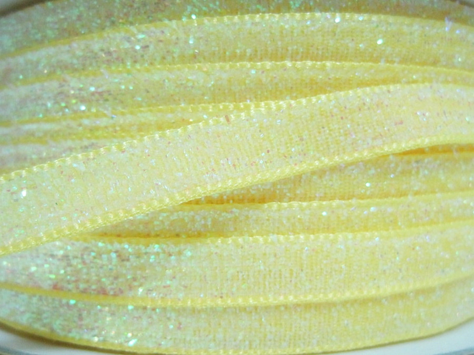 Yellow Shimmer Ribbons 5 Yards 3/8