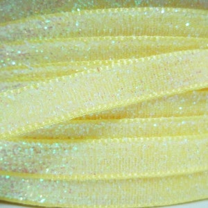 5 mètres 3/8" ruban pailleté jaune clair, fil pailleté, ruban métallique, ruban de velours jaune, paillettes jaunes, ruban jaune, lot de ruban