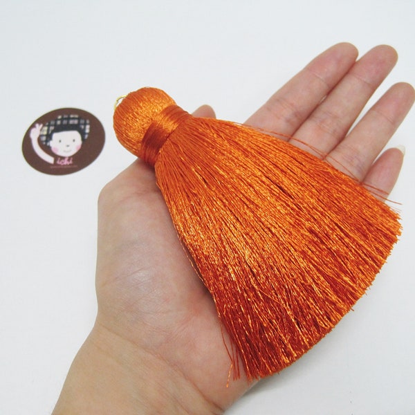 1 pc Tangerine Big Tassel, Big Tassel, Wholesale Tassels, jumbo silk tassel, tassel supplies, burnt orange tassel, orange silk tassel