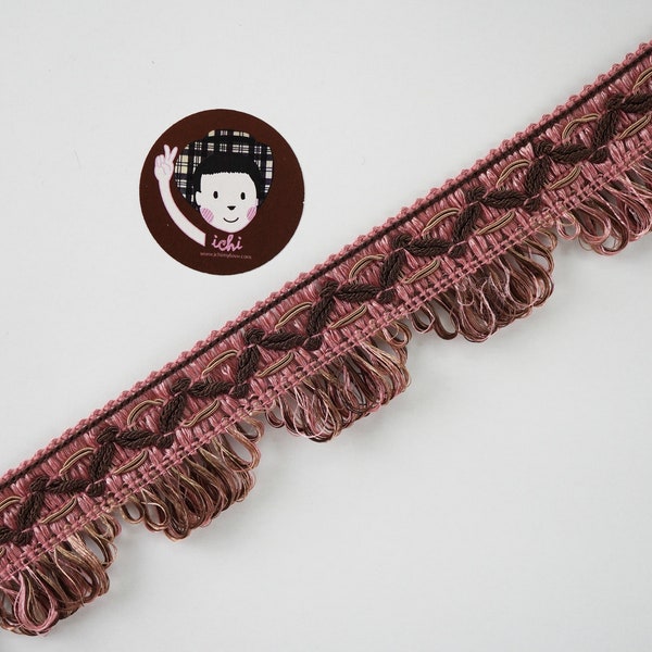 5 yards Rose Pink Brown Vintage Lace, Bekleding Trim, Draperie trim, Home Decor Fringe, Lampenkap Fringe, vintage bekleding trim, roze kant