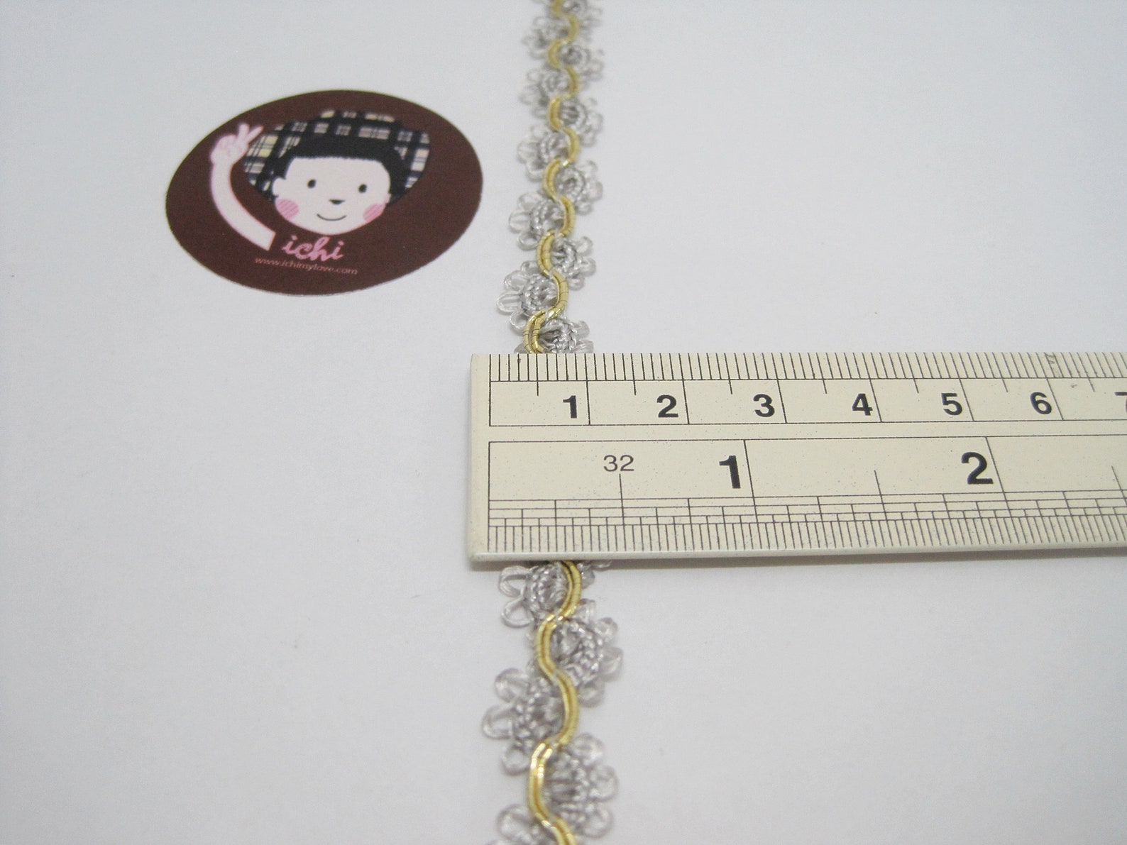 5 Yards Silver Picot Rick Rack With Gold Braided, Gray Trim, Gray Picot ...