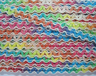 5 yards Rainbow Rick Rack Trim, Multicolored Rick Rack Trim, Ric Rac Trim, Rick Rack, Trim lot, multicolored trim, mixed color, wholesale