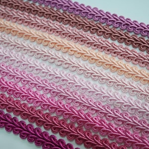 5 Yards 1/2&quot; Pink Gimp Braided Trim, Gimp Braid, Braided Cord, Braided Gimp Trim, Scroll Braid Trim, Chinese Braided Trim,shocking pink gimp