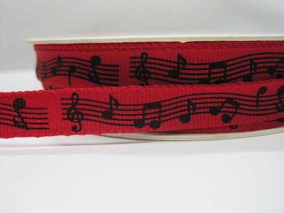 5 yards 3/8" Printed Ribbon, Melody Ribbon, Grosgrain ribbon, wholesale ribbons, hair bow ribbon, floral ribbon, red ribbon, red hair bow
