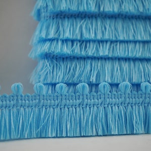 Guarnição de borla fosca azul de 5 jardas, franja de borla turquesa, guarnição de borla fosca, guarnição azul, guarnição de atacado, franja de borla azul, mini franja de borla