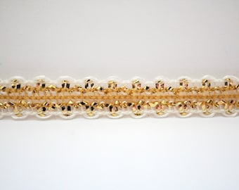 5 Yards 3/8" Gold-Cream-Light Gold Metallic Braid