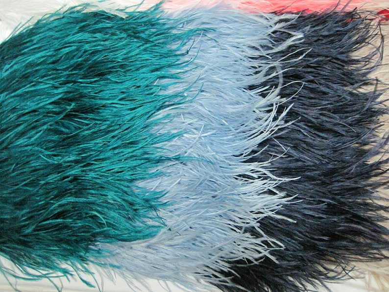 1 Yard Ostrich trim Teal Fringe Ostrich feather Ostrich Etsy