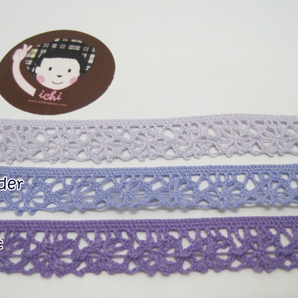 5 yards 9/16" Purple Crochet Lace Trim