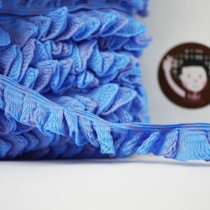 5 yards Blue Ruffle trim, Ruffle lace, pleated trim, ruffled trim, ruffled ribbon trim, pleated lace trim, blue ruffled trim, blue fringe