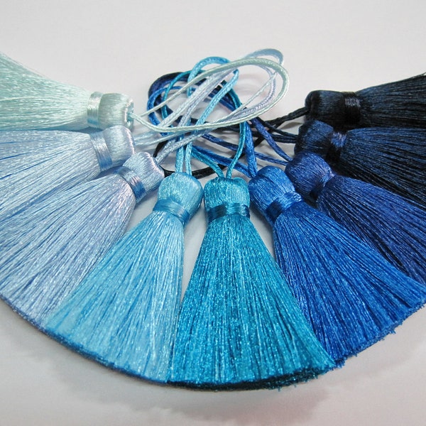 10 pcs Blue Short Tassel, Wholesale Tassels, tassel supplies, silk tassel, mini tassel, blue tassel, blue short tassel, tassel earrings