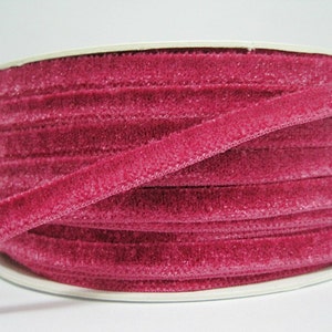 5 yards 1/4&quot; Hot Pink Velvet Ribbon, Pink Velvet Ribbon, Ribbon lot, Wholesale Ribbon, Pink Velvet trim, Hot Pink velvet ribbon, hot pink
