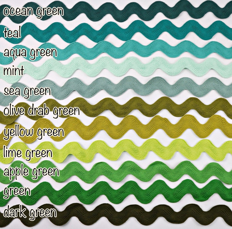 5 Yards Green Jumbo Rick Rack Trim, Mint Rick Rack, Jumbo Ric Rac, Rick ...