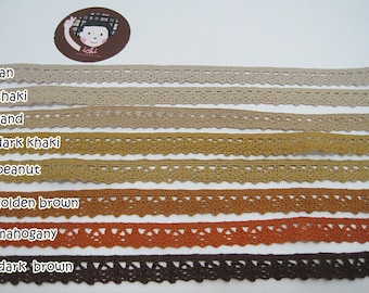 5 yards 3/8&quot; Brown Crochet Lace Trim, Lace Trim, Crochet Lace Trim, Cotton Lace Trim, Lace Trim Ribbon, Brown Lace, Brown Trim,tan lace trim
