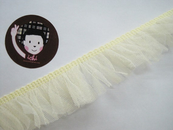 5 Yards Light Yellow Tulle Trim, Chiffon Ruffle Trim, Ruffle